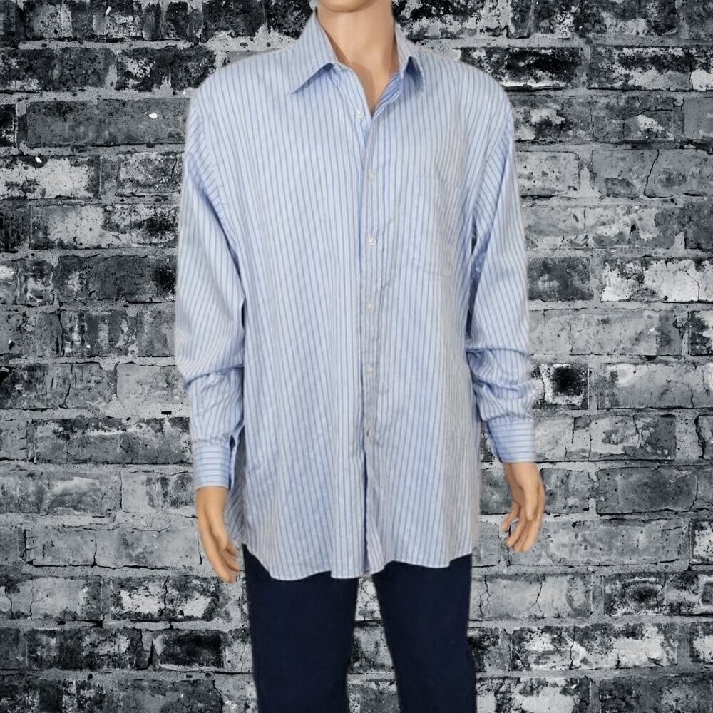 2/$20 Daniel Cremieux Blue Striped Button-Down Shirt Size XL Long Sleeve